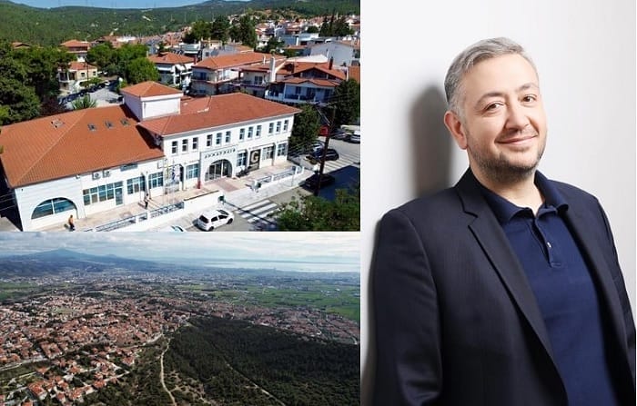 Ο δήμαρχος Ωραιοκάστρου Παντελής Τσακίρης και πανοραμική φωτογραφία του Δήμου